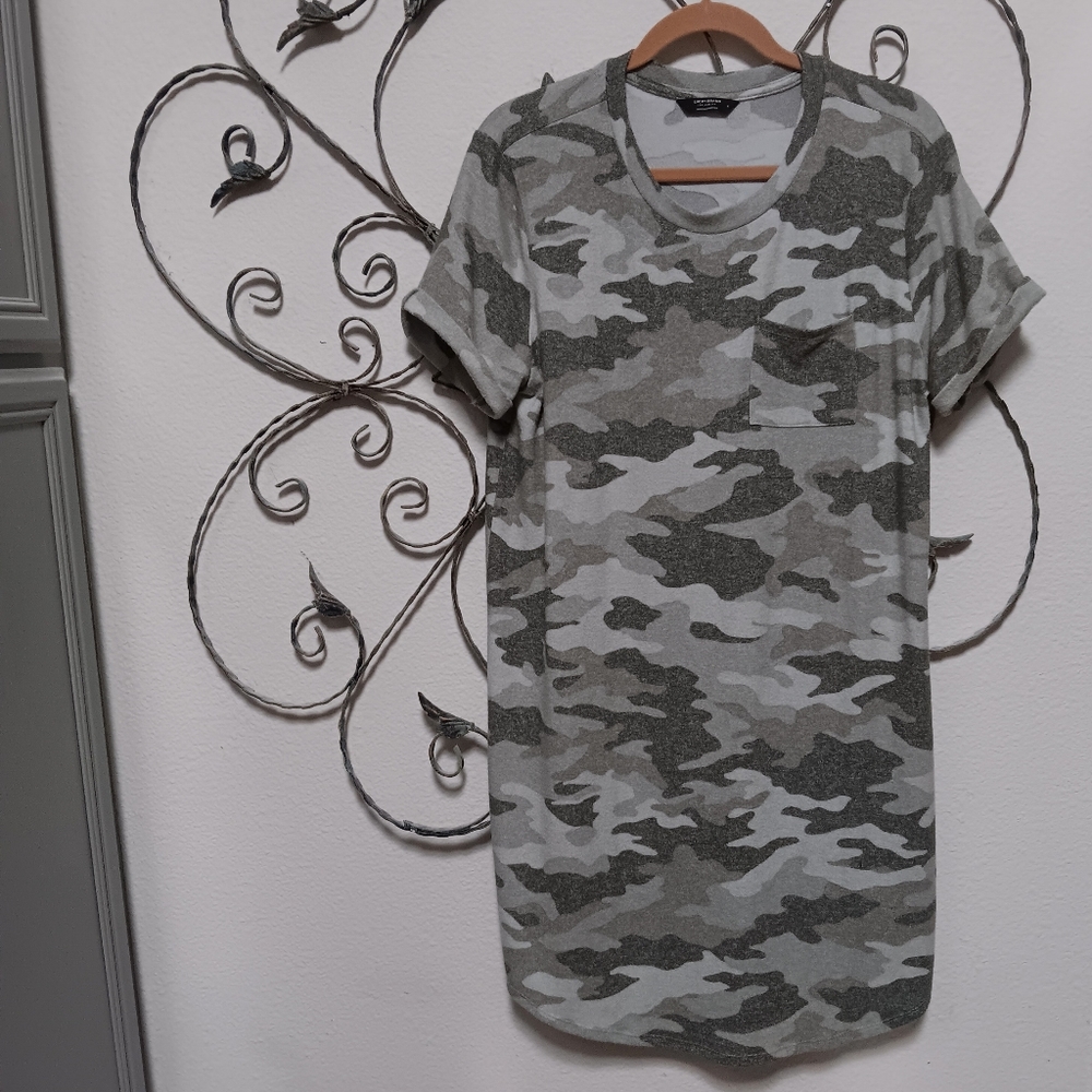 LUCKY BRAND stretch knit camo lounge dress, L